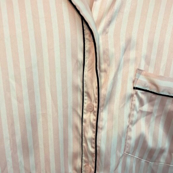 VICTORIA’S SECRET  Pink and Ivory Stripes Buttons Down Night Shirt.Size S - Picture 6 of 10